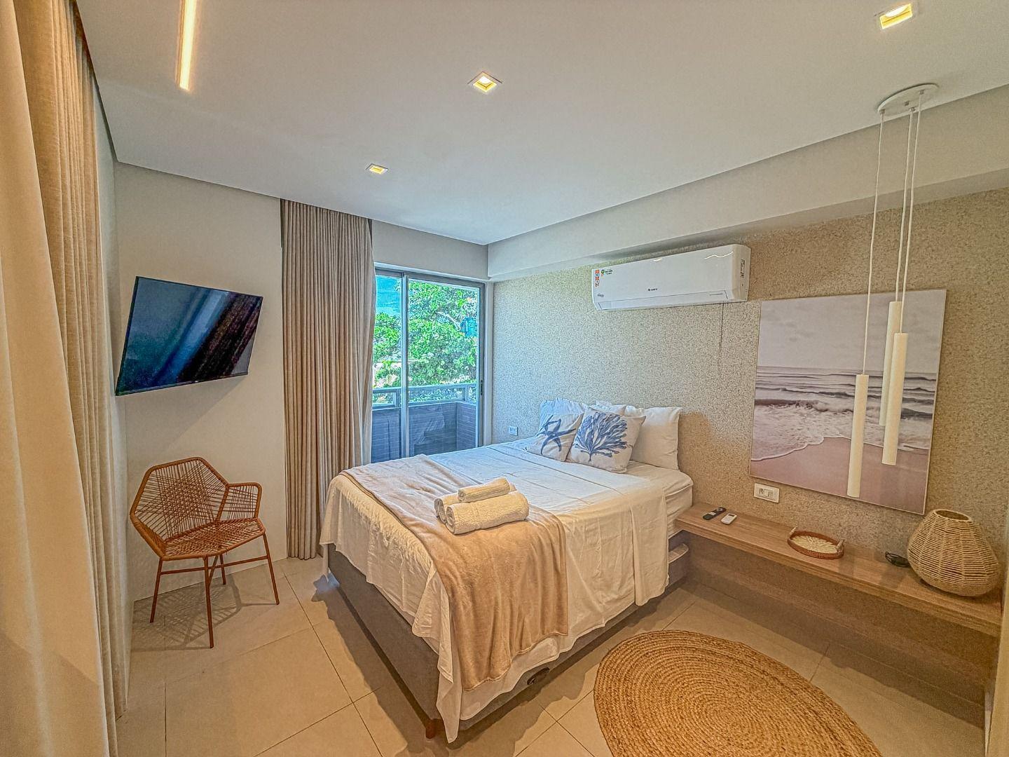 Flat mobiliado com vista mar em Jardim Oceania, pronto para locação por temporada