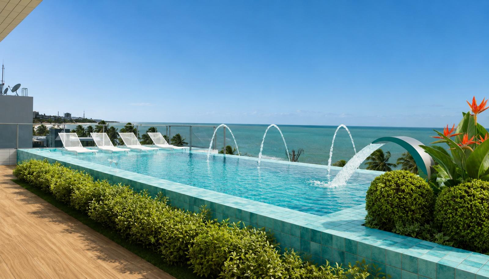 Apartamento de 2 suítes , piscina a 100 metros da praia